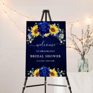 Royal Blue Rustic Sunflower Bridal Shower Welcome Foam Board