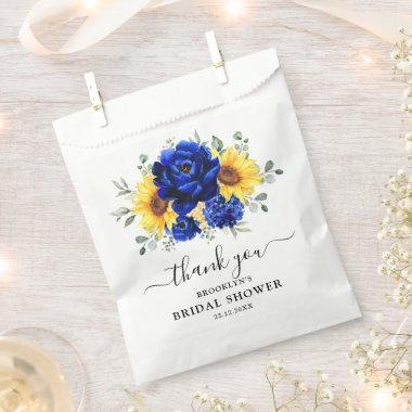Royal Blue Rustic Sunflower Modern Bridal Shower Favor Bag