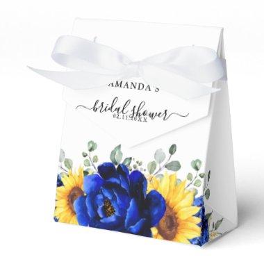 Royal Blue Rustic Sunflower Modern Bridal Shower Favor Boxes