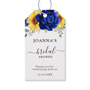 Royal Blue Rustic Sunflower Modern Bridal Shower Gift Tags