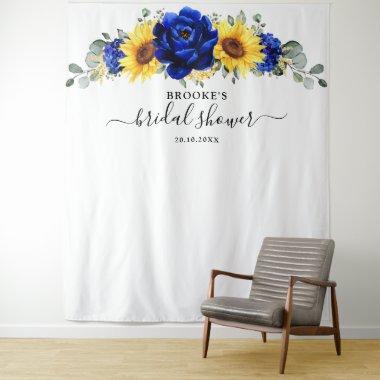 Royal Blue Rustic Sunflower Modern Bridal Shower Tapestry