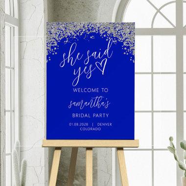 Royal Blue Script Bridal Shower Welcome Sign
