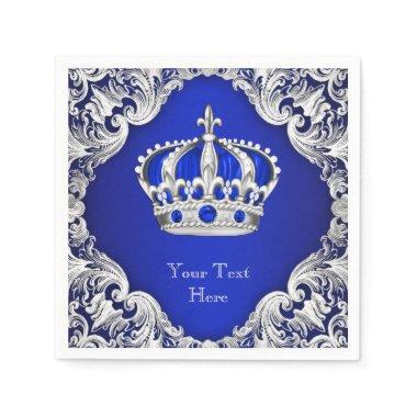 Royal Blue Silver Crown Napkins