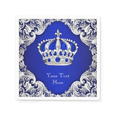 Royal Blue Silver Crown Napkins