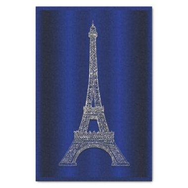Royal Blue Silver Eiffel Tower Paris Glam Wedding Tissue Paper