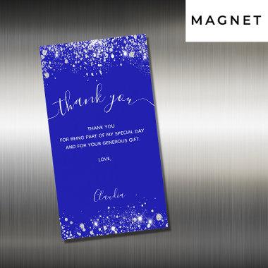 Royal blue silver glitter magnet thank you Invitations