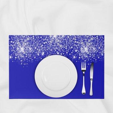 Royal blue silver glitter party paper placemat