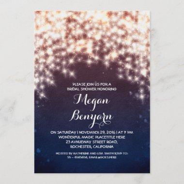 royal blue string lights bridal shower invites