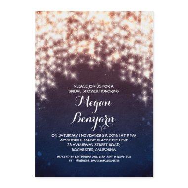 royal blue string lights bridal shower invites