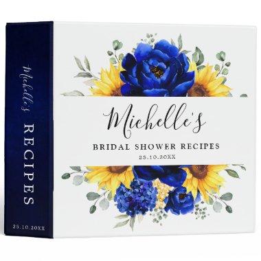 Royal Blue Sunflower Modern  Recipes 3 Ring Binder