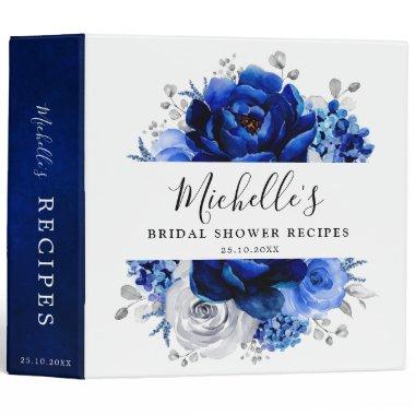 Royal Blue White Metallic Silver Floral Recipe 3 R 3 Ring Binder