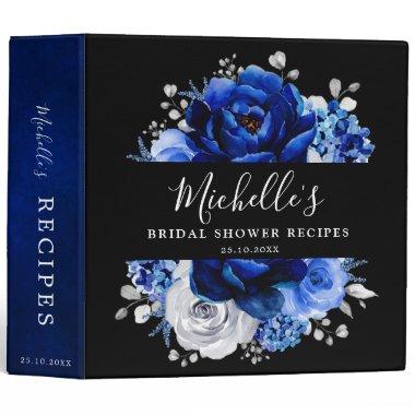 Royal Blue White Metallic Silver Floral Recipe 3 R 3 Ring Binder