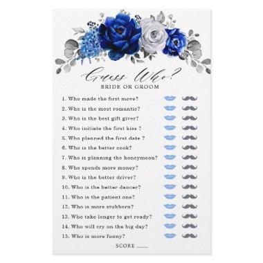 Royal Blue White Silver Floral  Game