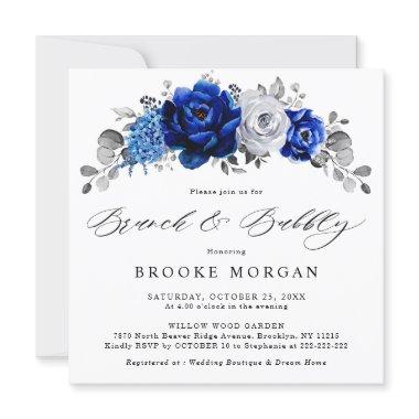 Royal Blue White Silver Metallic Brunch and Bubbly