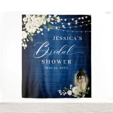 Royal Blue Wood White Roses  Backdrop