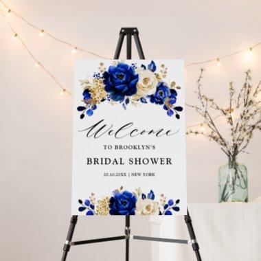 Royal Blue Yellow Gold Bridal Shower Welcome Foam Board