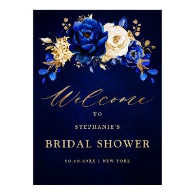 Royal Blue Yellow Gold Bridal Shower Welcome Poste Poster