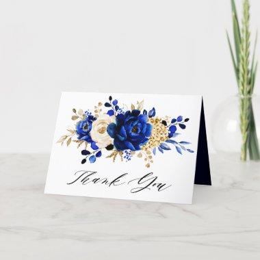 Royal Blue Yellow Gold Floral Bridal Shower Thank Thank You Invitations