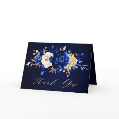 Royal Blue Yellow Gold Floral  Thank Thank You