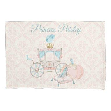 Royal Fairytale Princess Carriage Blush Ivory Aqua Pillow Case