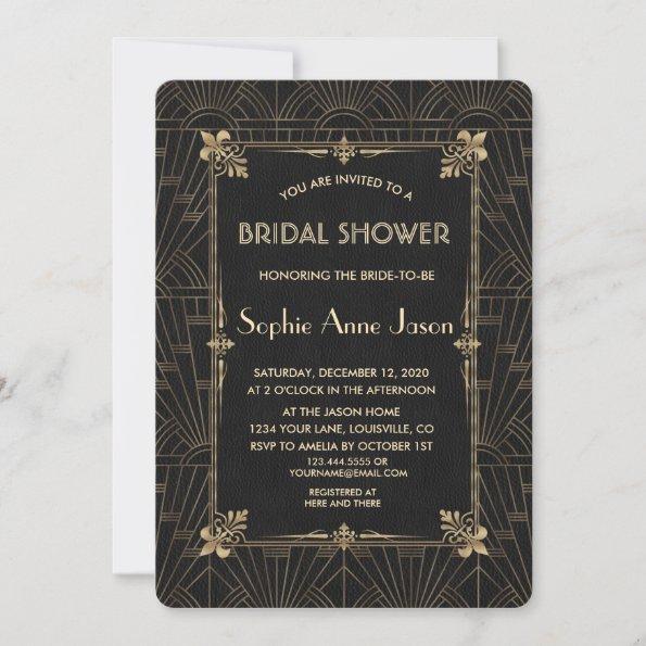Royal Fleur-de-Lis Art Deco 1920s Bridal Shower Invitations