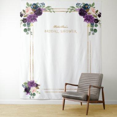 Royal Lavender Floral Gold Frame Photo Prop Tapestry