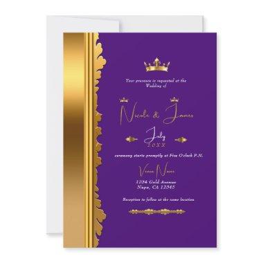 Royal Purple Gold Elegant Glam Wedding  Invitations