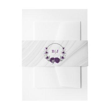 royal purple silver floral marble wedding  belly band