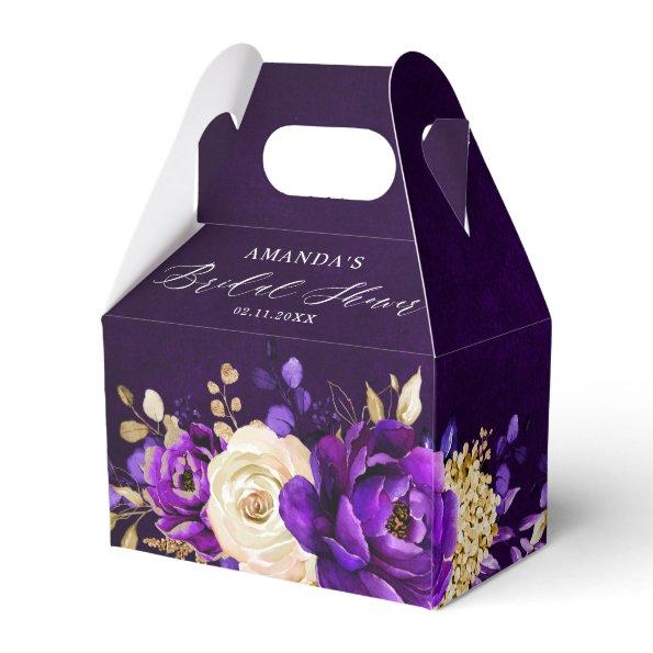 Royal Purple Violet Gold Botanical  Favor Boxes