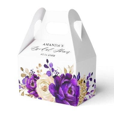 Royal Purple Violet Gold Botanical Bridal Shower Favor Boxes