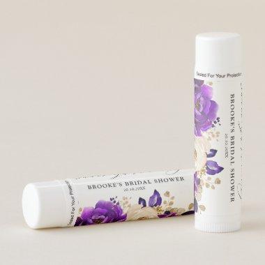 Royal Purple Violet Gold Botanical Bridal Shower Lip Balm