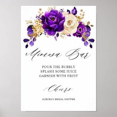 Royal Purple Violet Gold Bridal Shower Mimosa Bar Poster