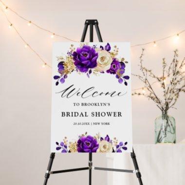 Royal Purple Violet Gold Bridal Shower Welcome Foam Board