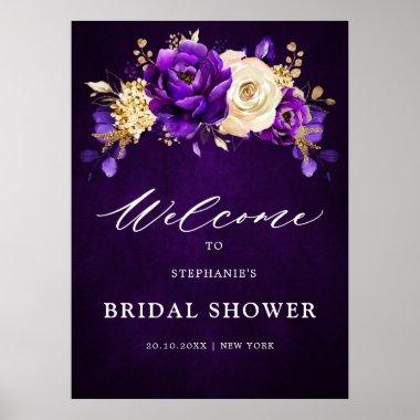 Royal Purple Violet Gold Bridal Shower Welcome Po Poster