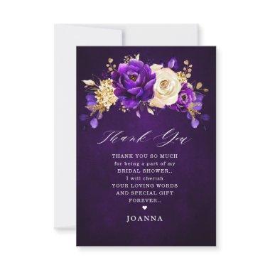 Royal Purple Violet Gold Floral  Than Thank You