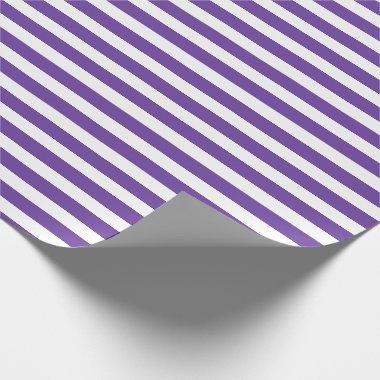 Royal Purple White Simple Horizontal Striped Wrapping Paper