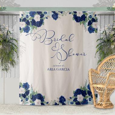 Royal Rose Blue Floral Bridal Shower Backdrop