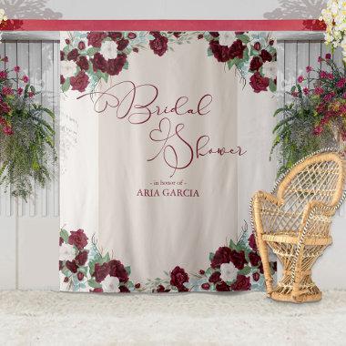 Royal Rose Burgundy Floral Bridal Shower Backdrop