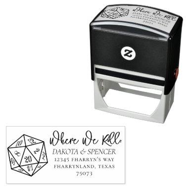 RPG 20-Sided Dice | Classic Where We Roll Address Self-inking Stamp