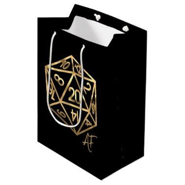 RPG Crit AF | Gold Fantasy Tabletop PnP Gamer Dice Medium Gift Bag