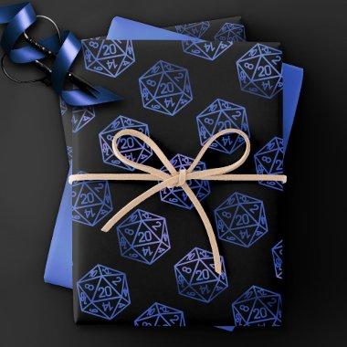 RPG Dice | Blue Old School Tabletop PnP Roleplayer Wrapping Paper Sheets