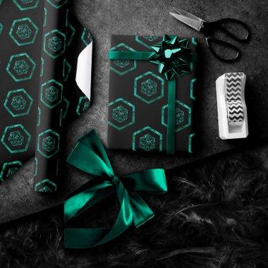 RPG Dice | Emerald Fantasy Retro Tabletop Gamer Wrapping Paper