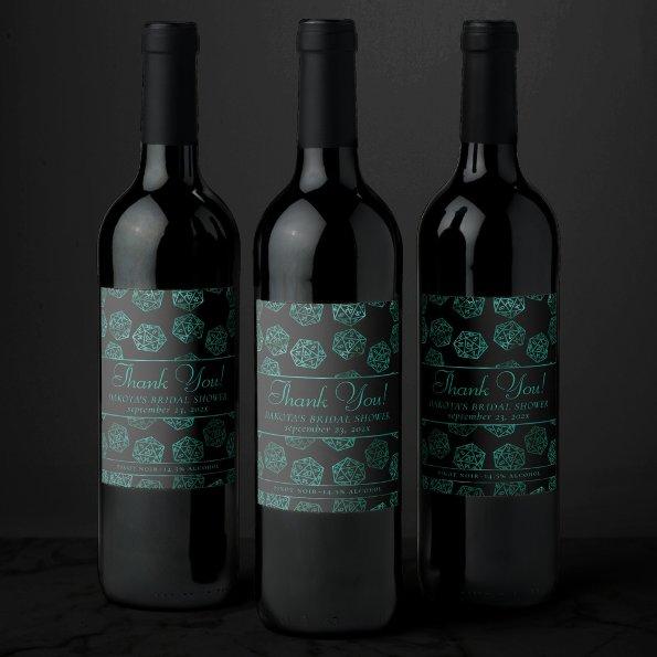 RPG Dice | Emerald Fantasy Tabletop Gamer Custom Wine Label