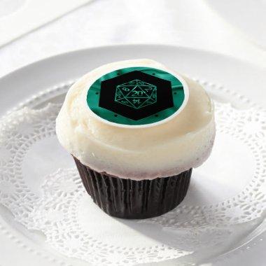 RPG Dice | Emerald Fantasy Tabletop Retro Gamer Edible Frosting Rounds