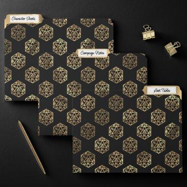 RPG Dice | Gold Fantasy Old School Tabletop Gamer File Folder