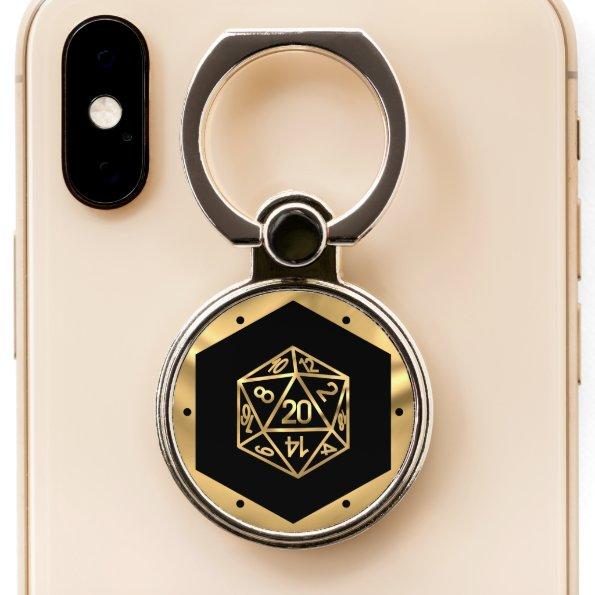 RPG Dice | Gold Fantasy Old School Tabletop Gamer Phone Ring Stand