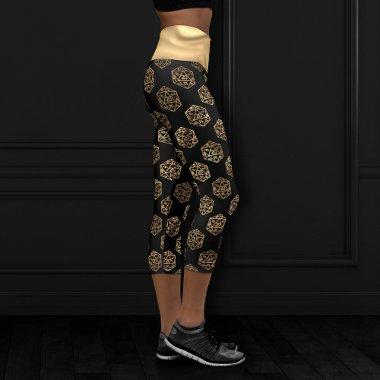RPG Dice | Gold Fantasy Retro Tabletop PnP Gamer Capri Leggings