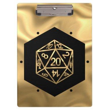 RPG Dice | Gold Fantasy Retro Tabletop PnP Gamer Clipboard
