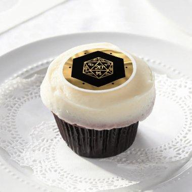 RPG Dice | Gold Fantasy Retro Tabletop PnP Gamer Edible Frosting Rounds
