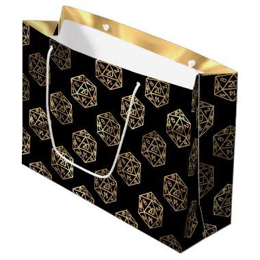 RPG Dice | Gold Fantasy Retro Tabletop PnP Gamer Large Gift Bag